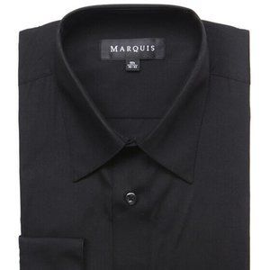 XL Marquis Signature Black Long Sleeve Dress Shirt 17.5 36/37